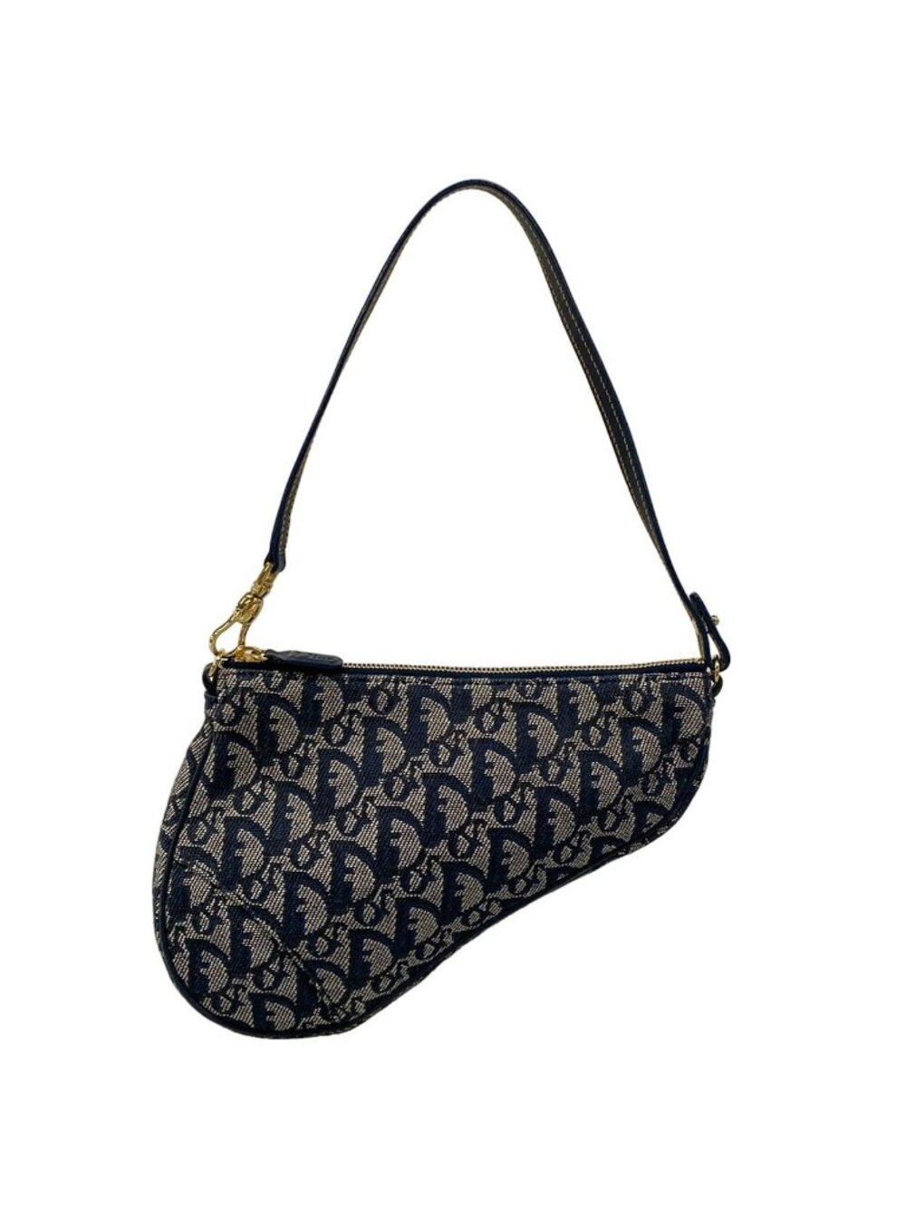 Dior Handbag Saddle Pouch Navy Ivory Leather